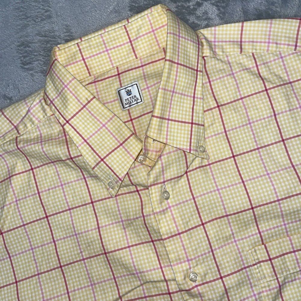 Peter Millar Mens XL Gingham Plaid Long Sleeve Button Down Shirt